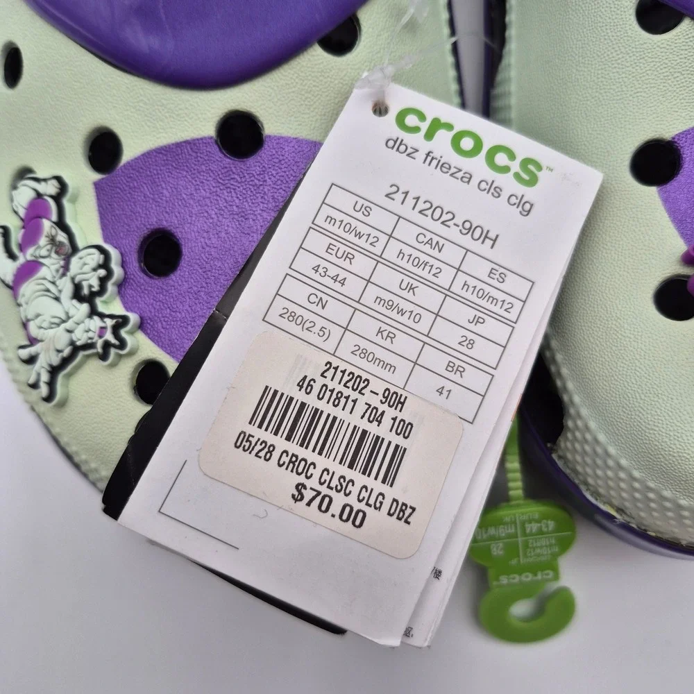 Crocs Dragon Ball Z Frieza Classic Clogs Purple Men's Size 10 Shoes Casual